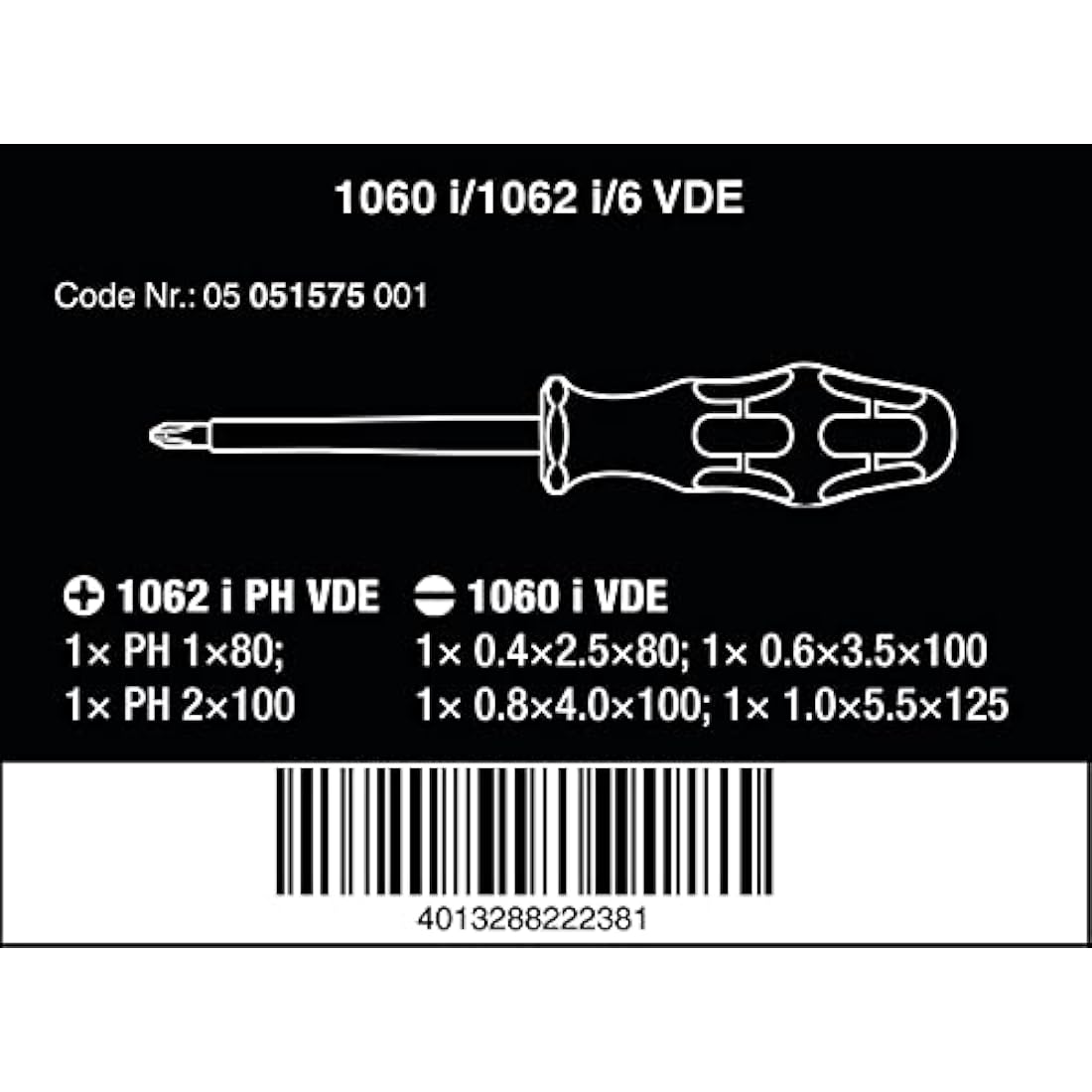 Wera Kraftform VDE Insulated Screwdriver Set - 6 Piece Precision Tools