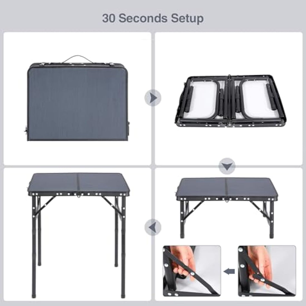 REDCAMP Small Folding Camping Table | Adjustable Height Aluminum Table