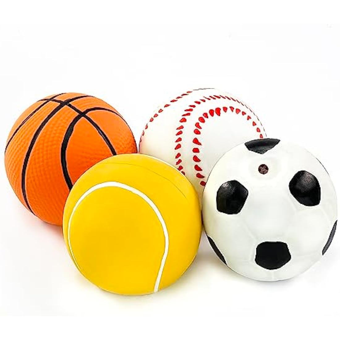 Squeaky Latex Dog Toy Balls – 4 Pack Small Puppy Fetch Set
