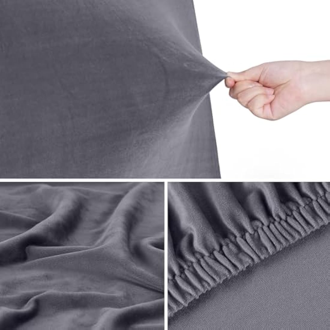 TAOCOCO Velvet King Headboard Cover – Elastic Stretch Slipcover, Dark Grey