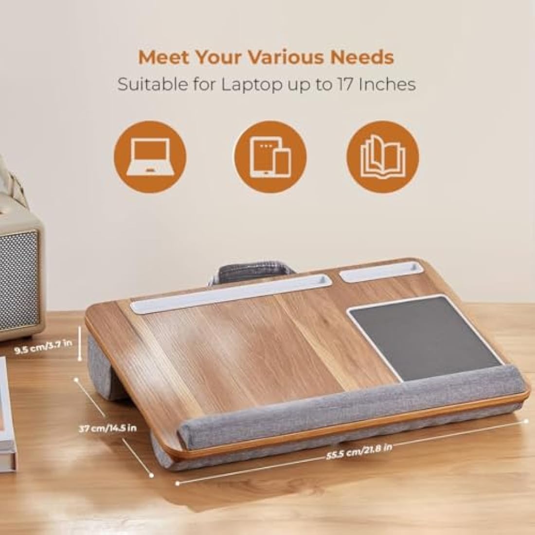 Lap Desk – 17" Laptop Tray with Mouse Pad & Phone Holder