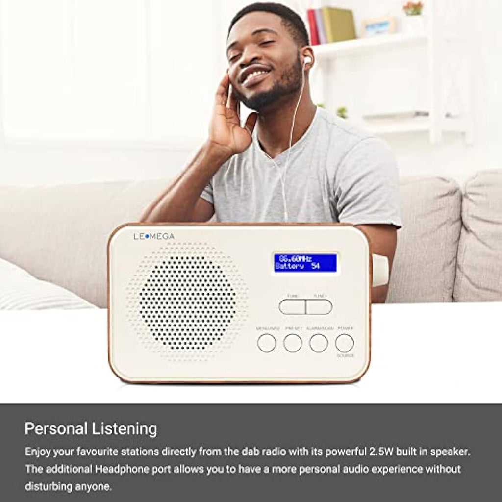 LEMEGA PR2 Portable DAB/DAB+ and FM Digital Radio - Walnut Wood