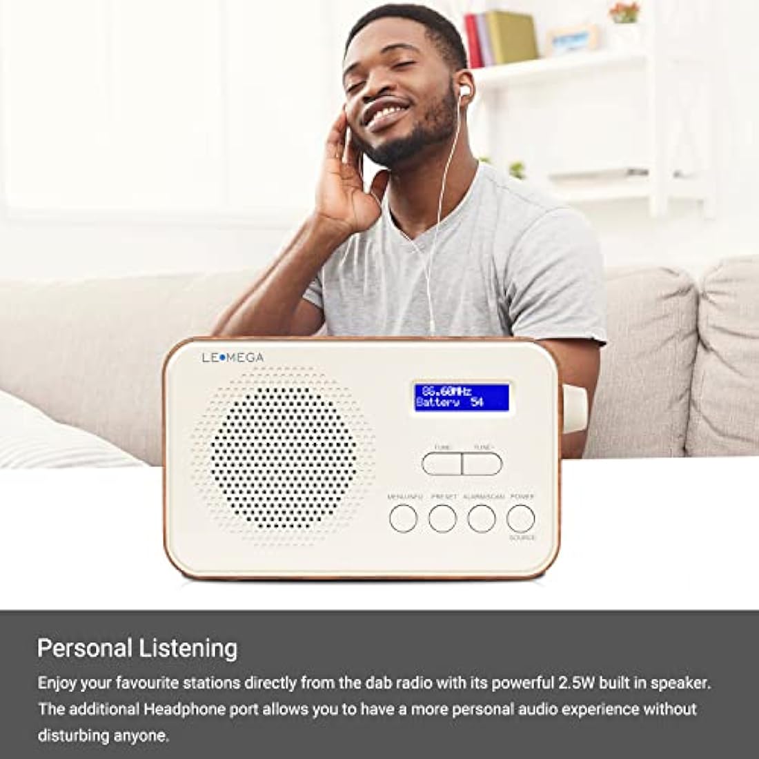 LEMEGA PR2 Portable DAB/DAB+ and FM Digital Radio - Walnut Wood