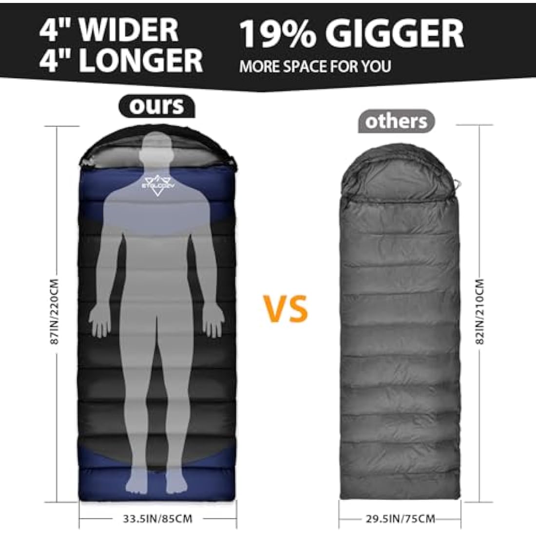 ETGLCOZY XL Sleeping Bag – 4 Season Cold Weather Camping with Compression Sack