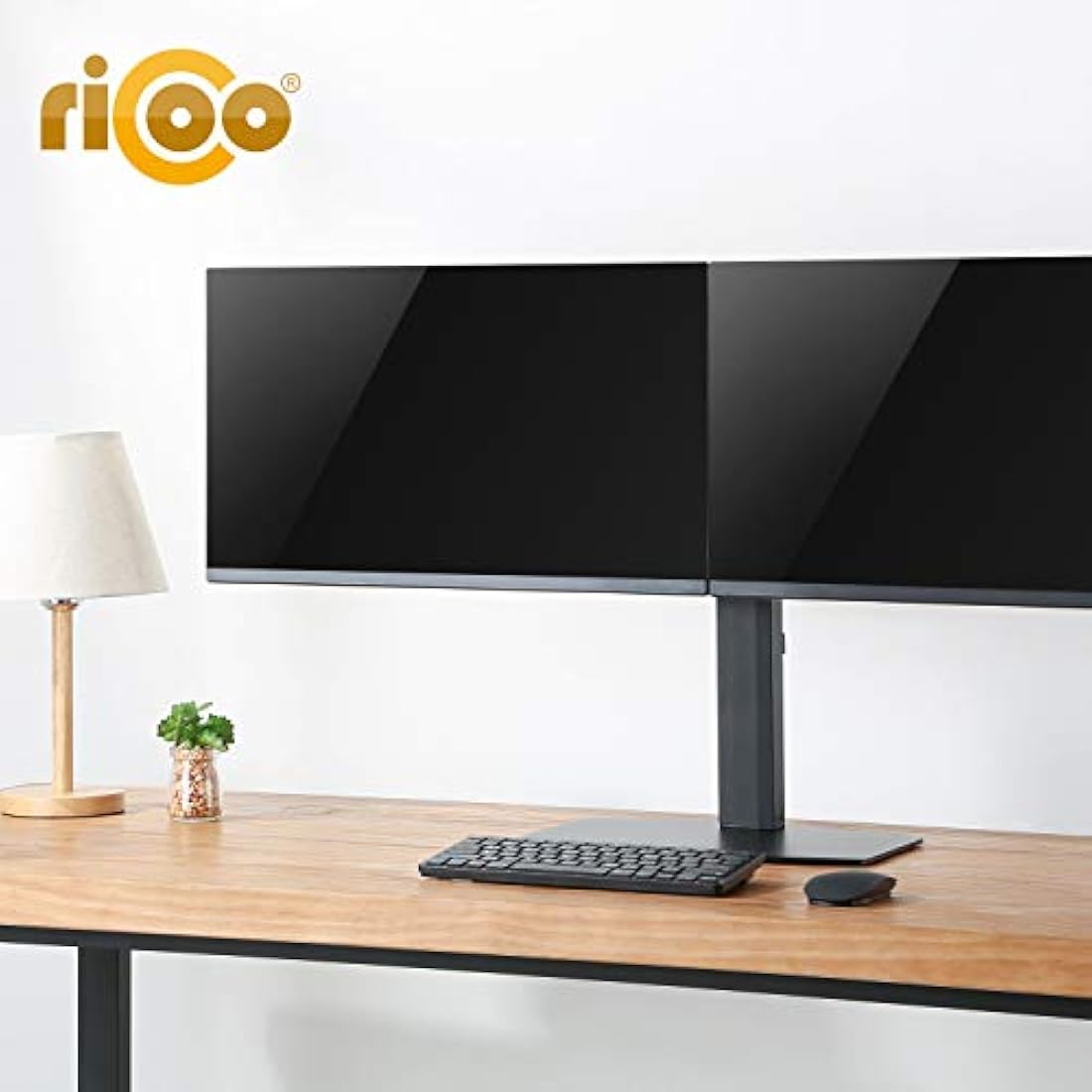 RICOO Dual Monitor Mount – Gas Spring Desktop Stand for 17-27 Inch Screens