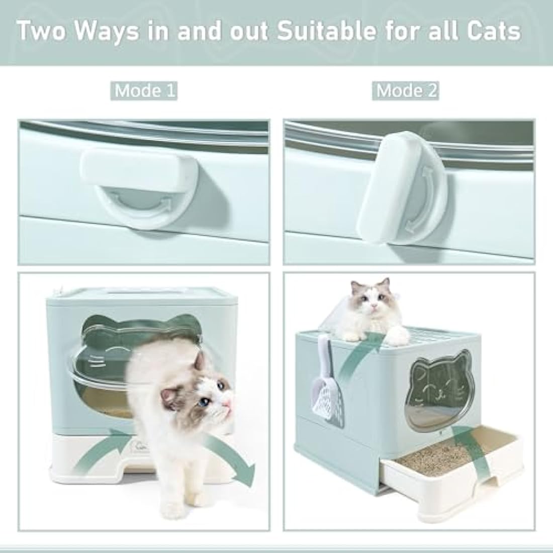 HelloMiao Fully Enclosed Cat Litter Box – Foldable Large Drawer Type Toilet