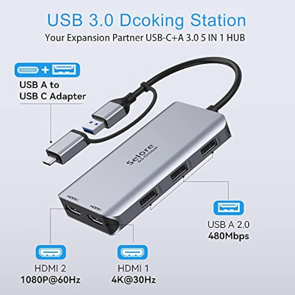 USB 3.0 Docking Station – Dual HDMI Adapter for MacBook & PC