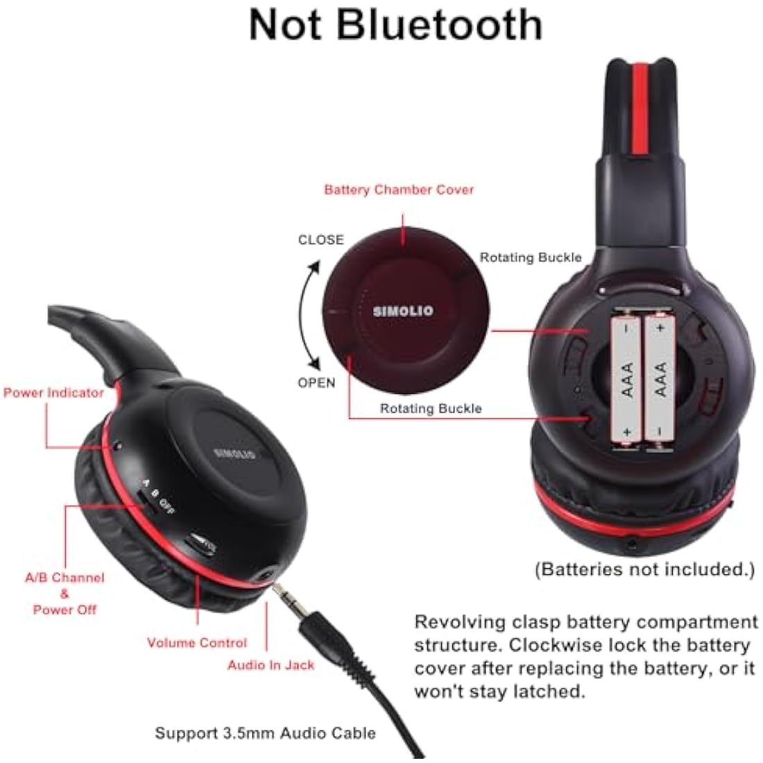 SIMOLIO IR Headphones | 2-Pack Wireless Dual Channel Car DVD Headsets