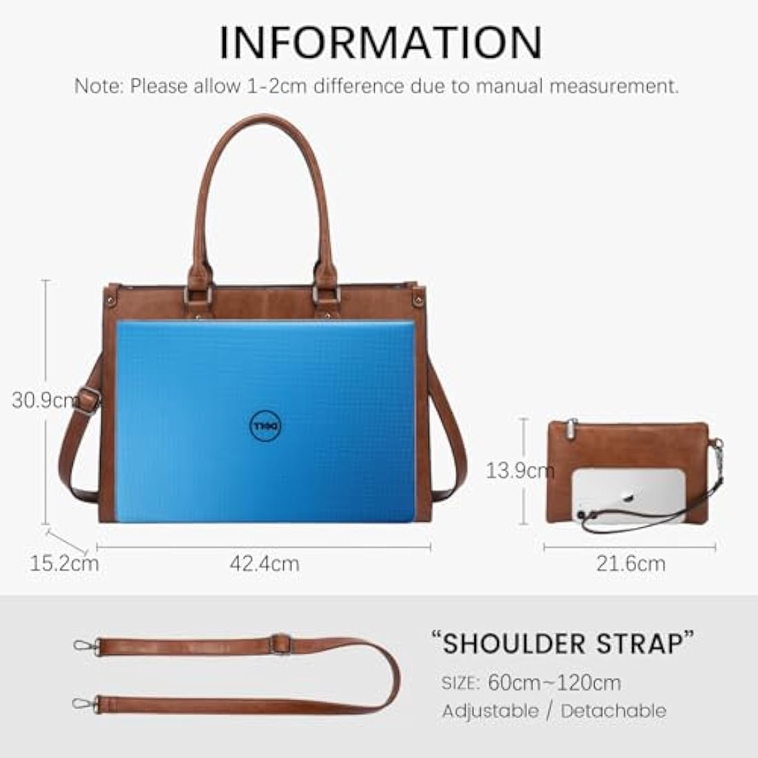 LOVEVOOK 15.6 Inch Laptop Tote Bag – Vintage PU Leather Work Briefcase