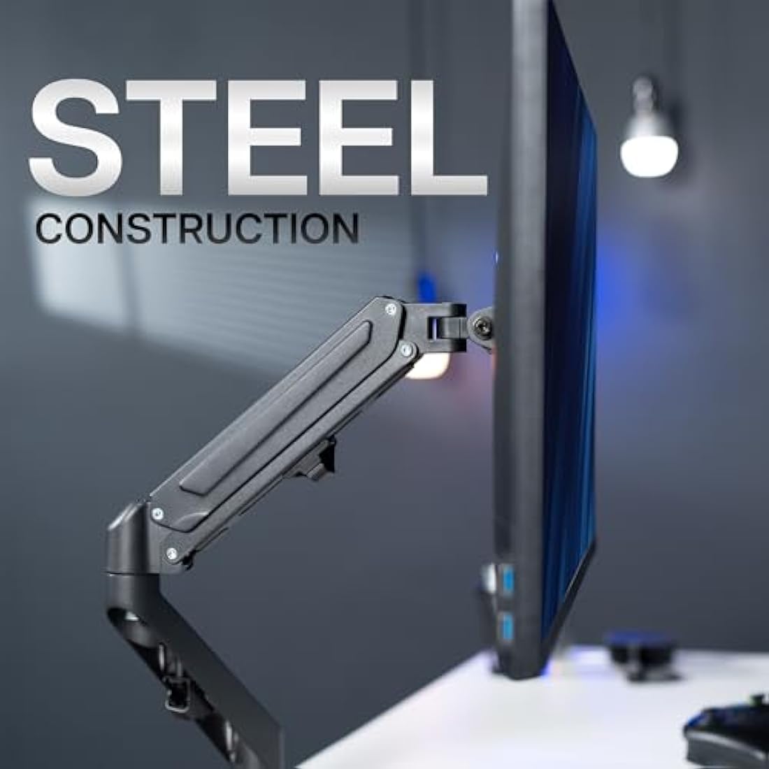 VIVO Single Monitor Desk Mount – Pneumatic Spring Arm for 17-27 inch Screens