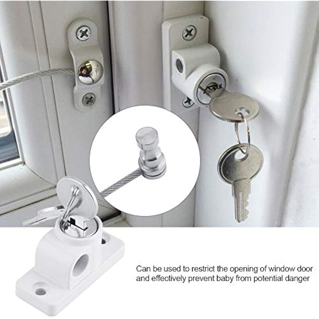 OMOTOOL Child Window Restrictor - Stainless Steel Security Lock (2 Pack)