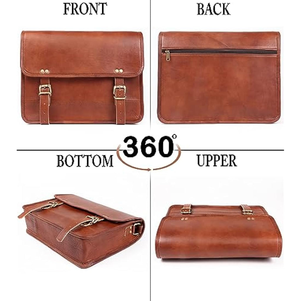 Full-Grain Leather Laptop Messenger Bag – 14 Inch Satchel