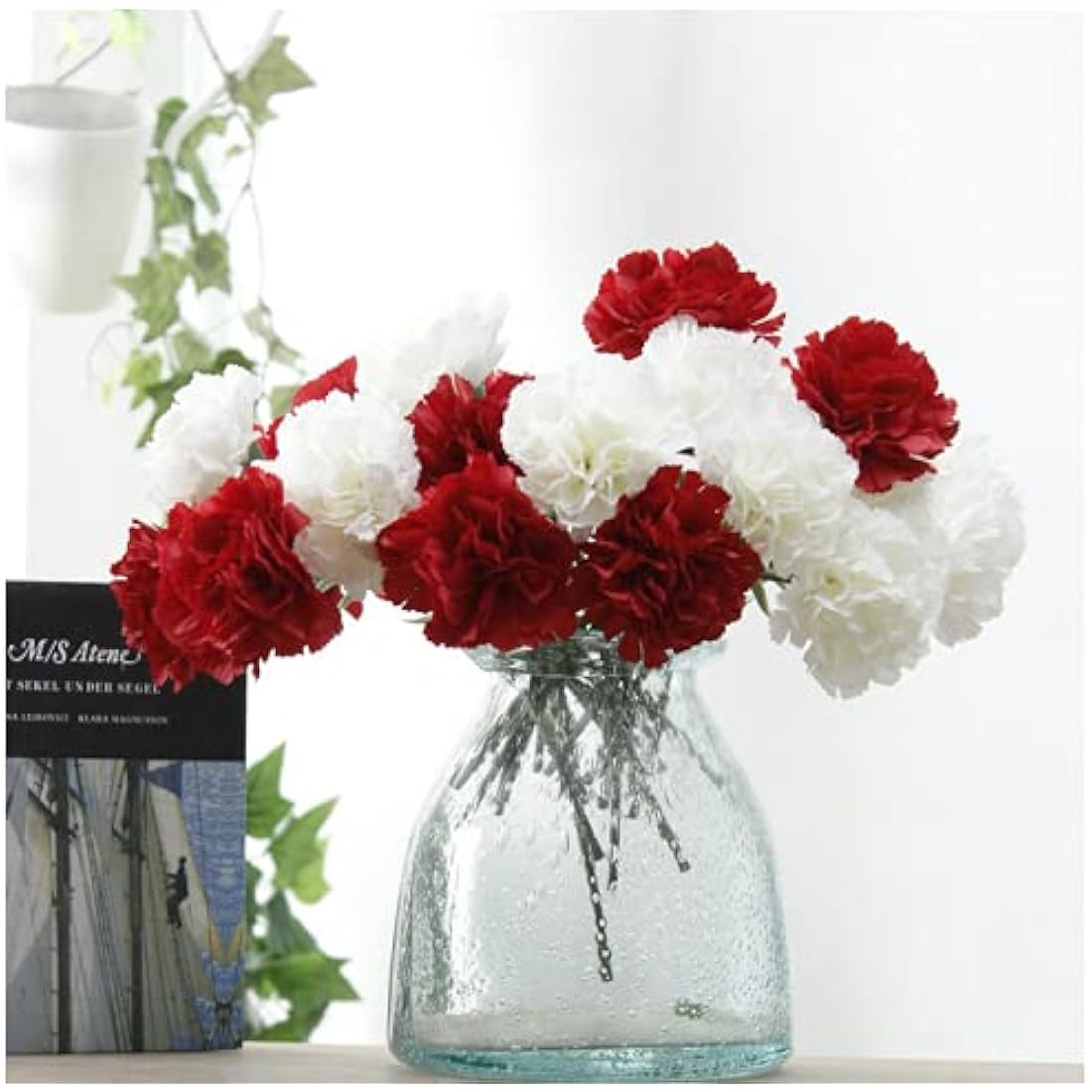 Jolof Store 10 Stem Artificial Silk Carnations | UV Resistant White Flowers