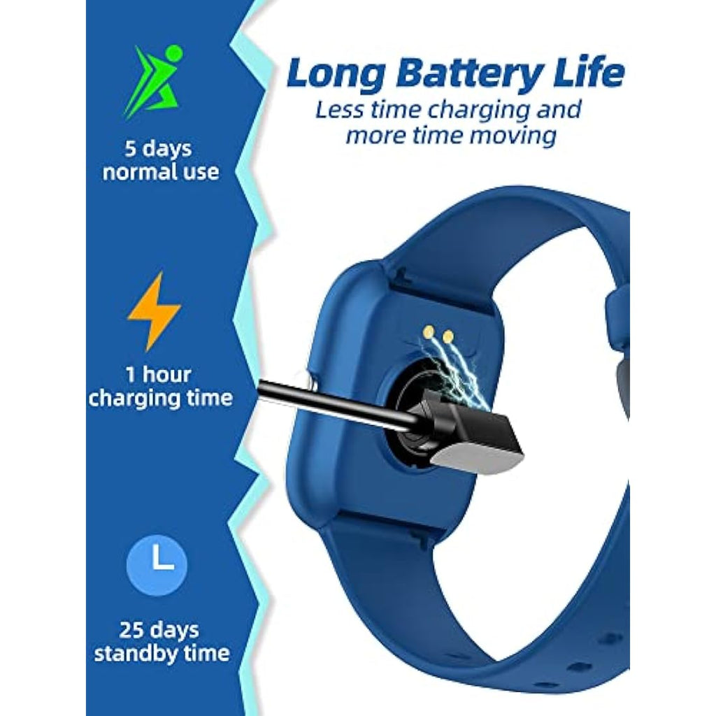 Slothcloud Kids Smart Watch – IP68 Waterproof Fitness Tracker, Blue
