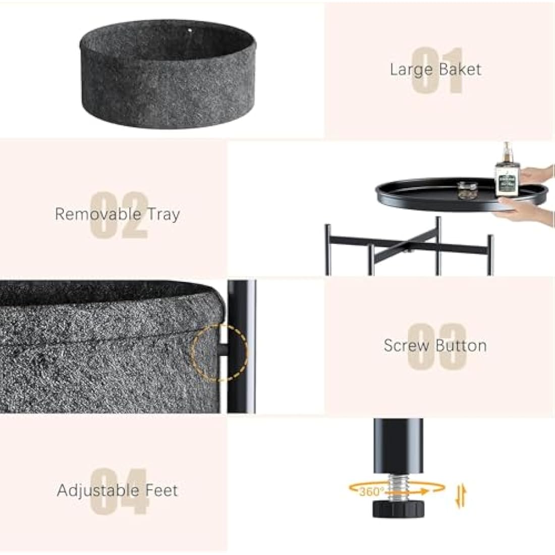 Jolof Store Round Side Table – Metal End Table with Storage Basket