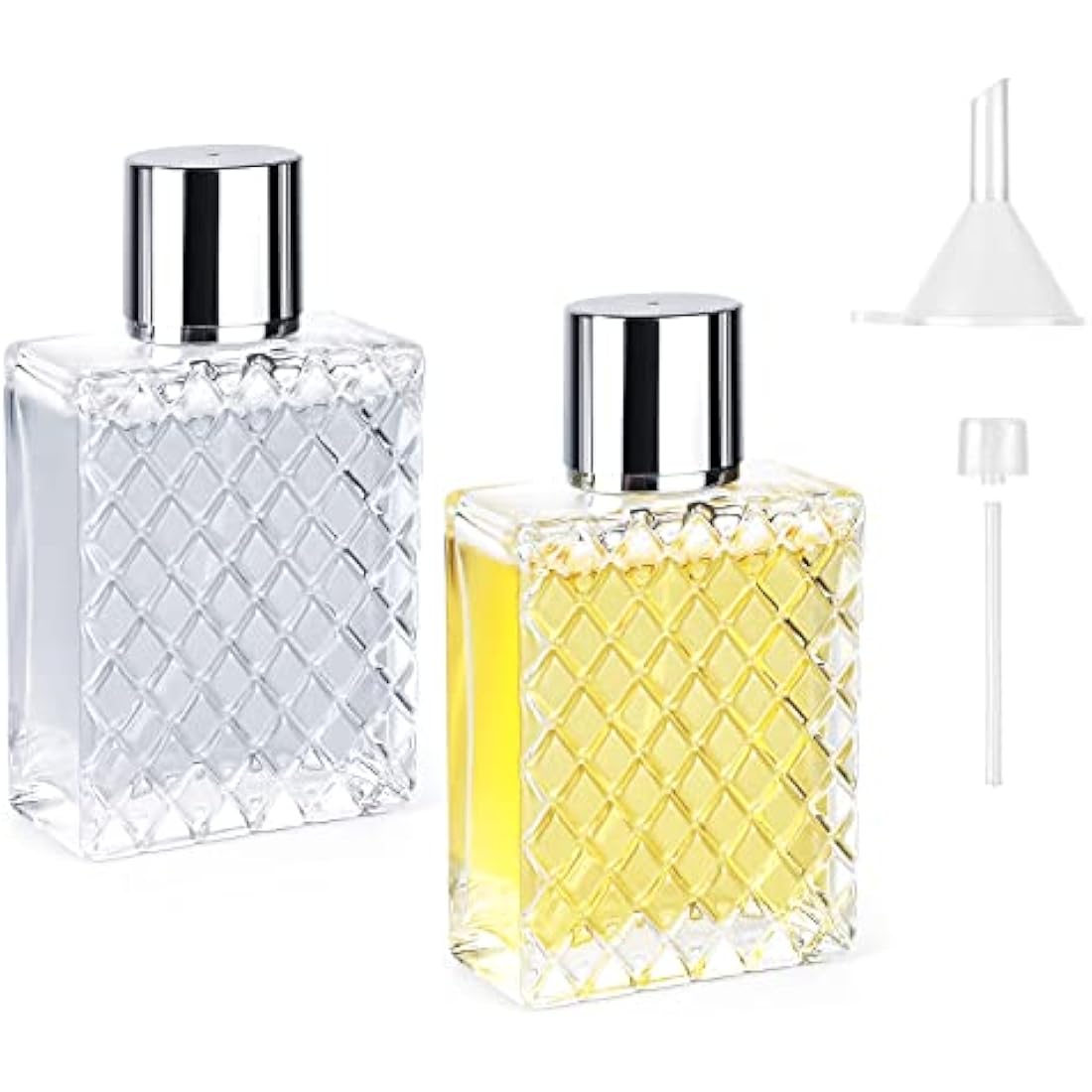 Ysimple 2 Pack 100ml Glass Perfume Atomiser | Refillable Fine Mist - Silver
