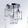 Rayofly Modern Crystal Chandelier – 3-Light Chrome Semi Flush Ceiling Light
