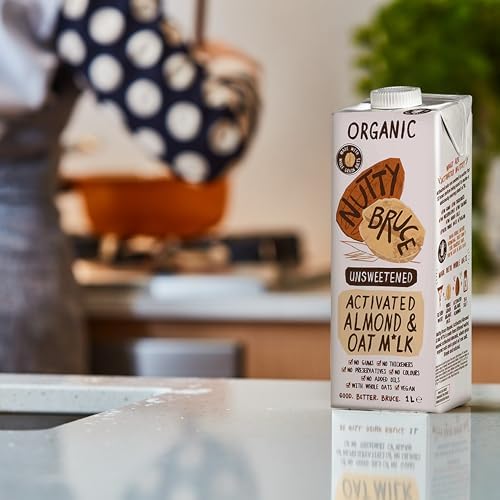 Nutty Bruce Activated Almond & Oat Milk – Organic Vegan Milk 1L (6 Pack)
