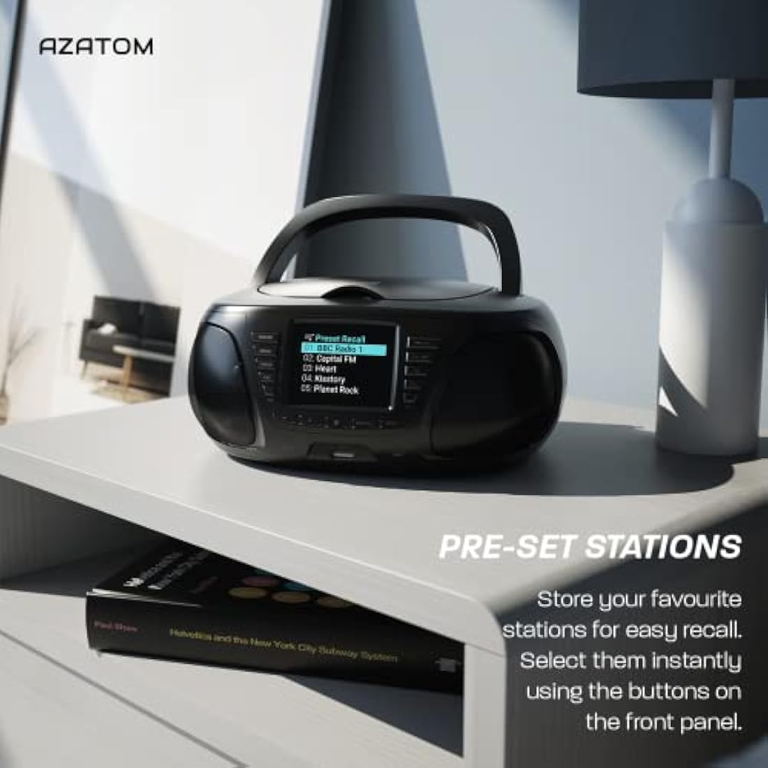 Azatom Zenith Z4 Portable CD Player | DAB+ Digital Radio & Bluetooth - Black