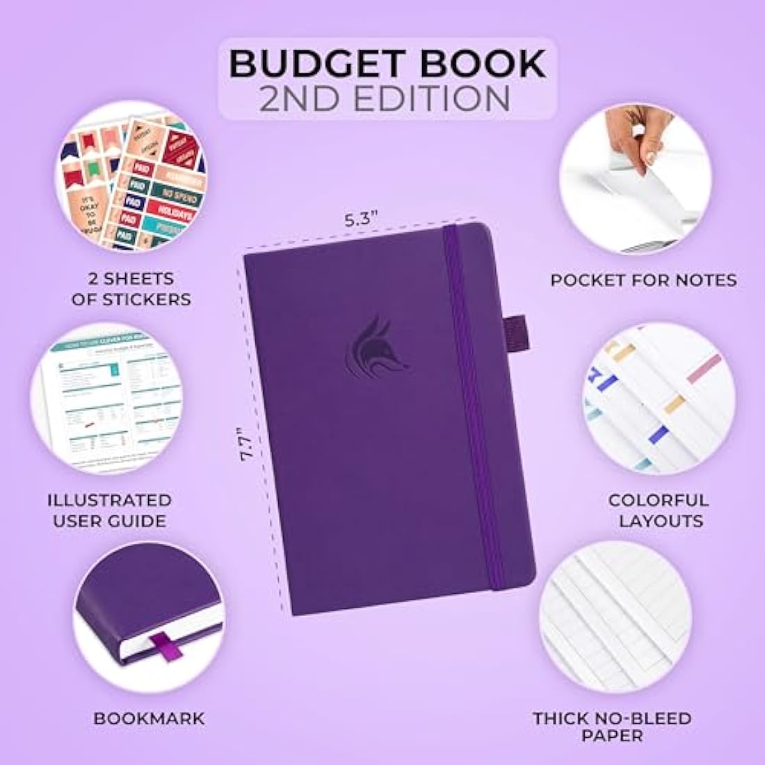 Clever Fox Budget Book 2.0 - Financial Planner & Expense Tracker (Purple)