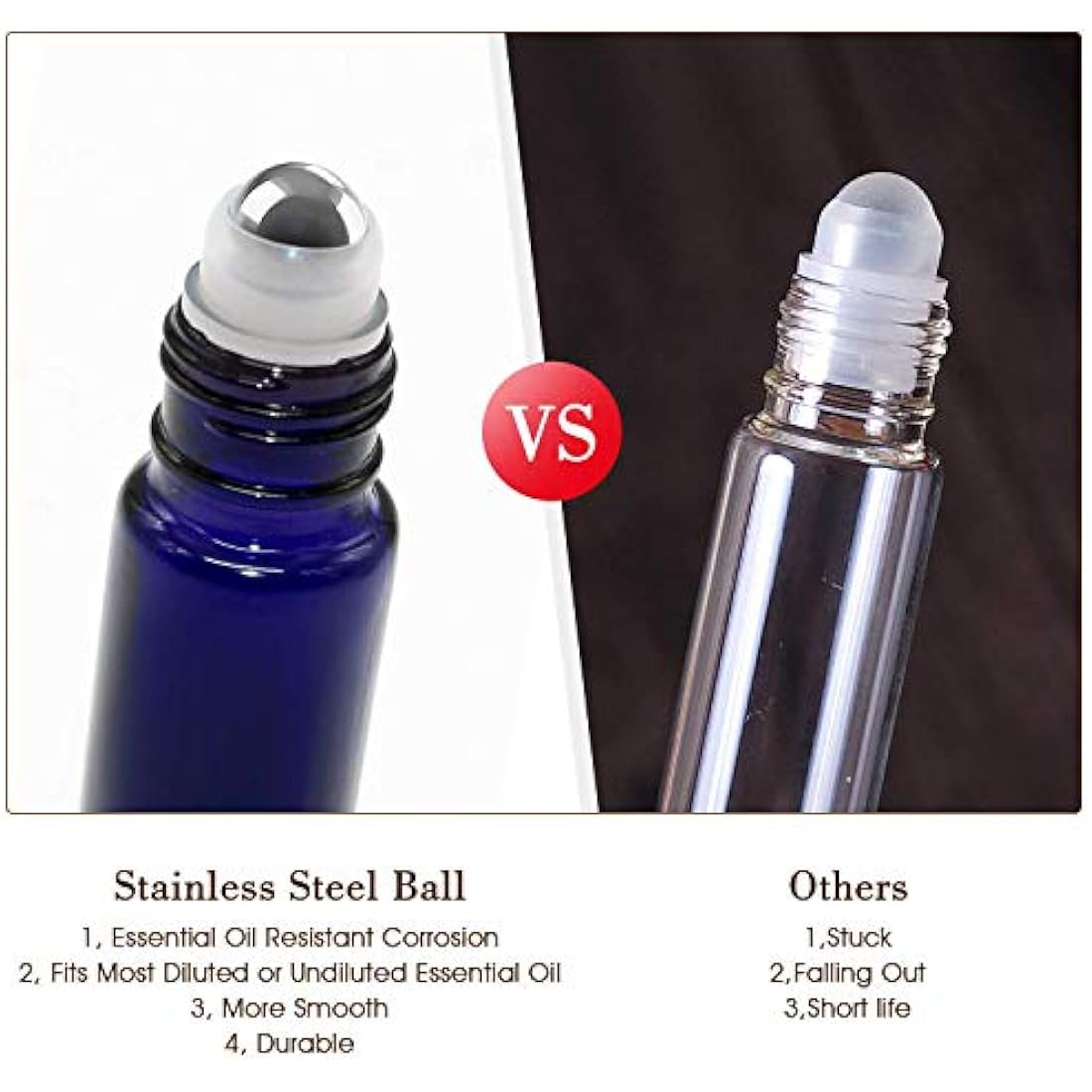 Jolof Store 8-Pack Cobalt Blue Glass Essential Oil Roller Bottles