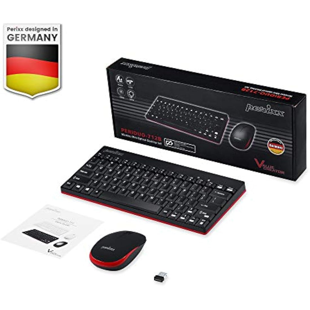 Perixx PERIDUO-712 Wireless Mini Keyboard and Mouse Combo | UK Layout