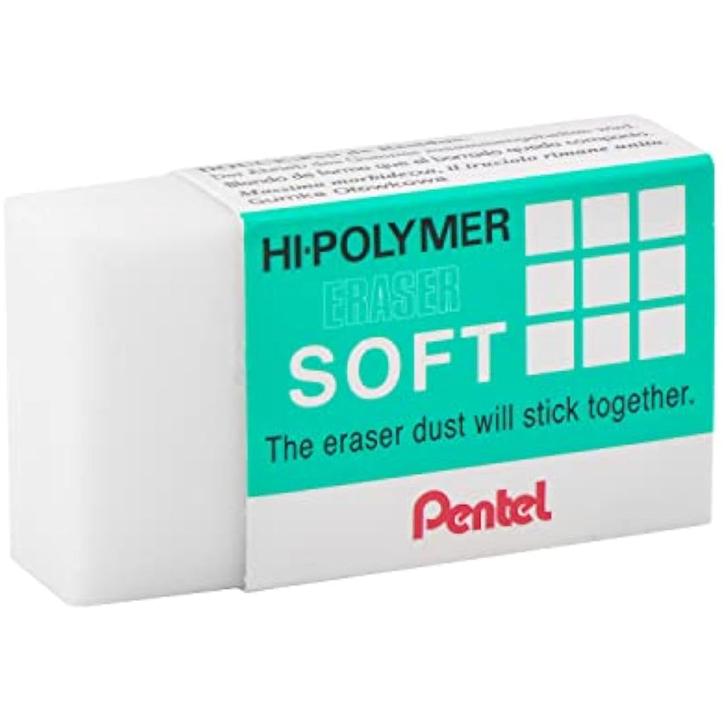 Pentel Hi-Polymer Soft Eraser for Drawing and Art, 36 Pack – White