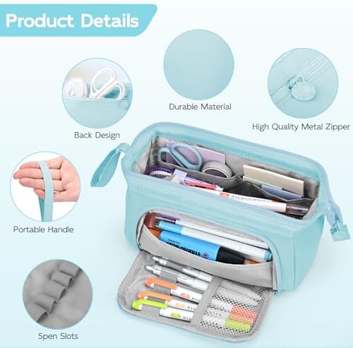 Mamowla Large Pencil Case | Durable Stationery Pouch for School