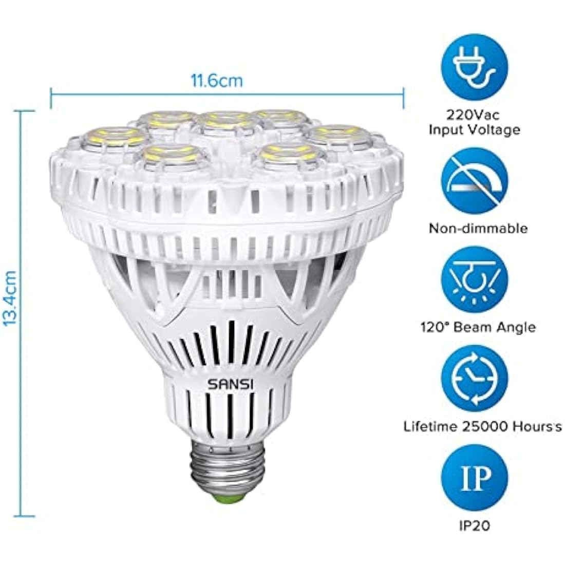 SANSI 40W LED Light Bulb | 5000LM Daylight 5000K | E27 E40 Base