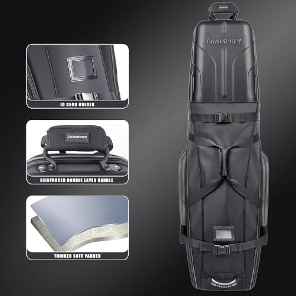CHAMPKEY Golf Travel Bag with Wheels | Hard Case Top | 1680D Oxford Fabric