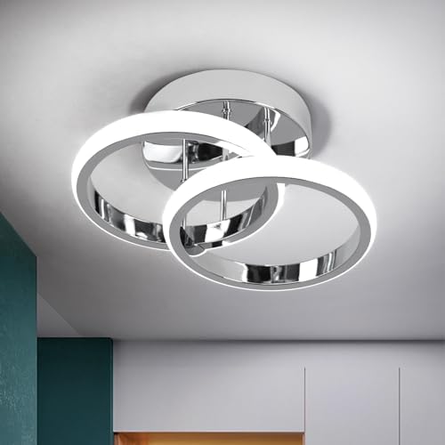 EIDISUNY Modern LED Ceiling Light – 22W Cool White 6000K Chrome Fixture
