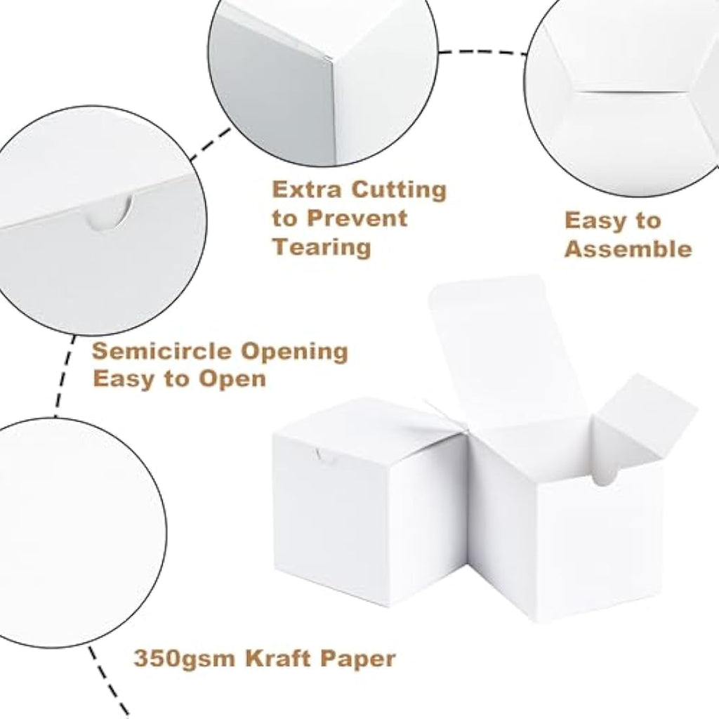 SHIPKEY 10-Pack White Cardboard Gift Boxes with Lids - 4x4x4 Inch Square