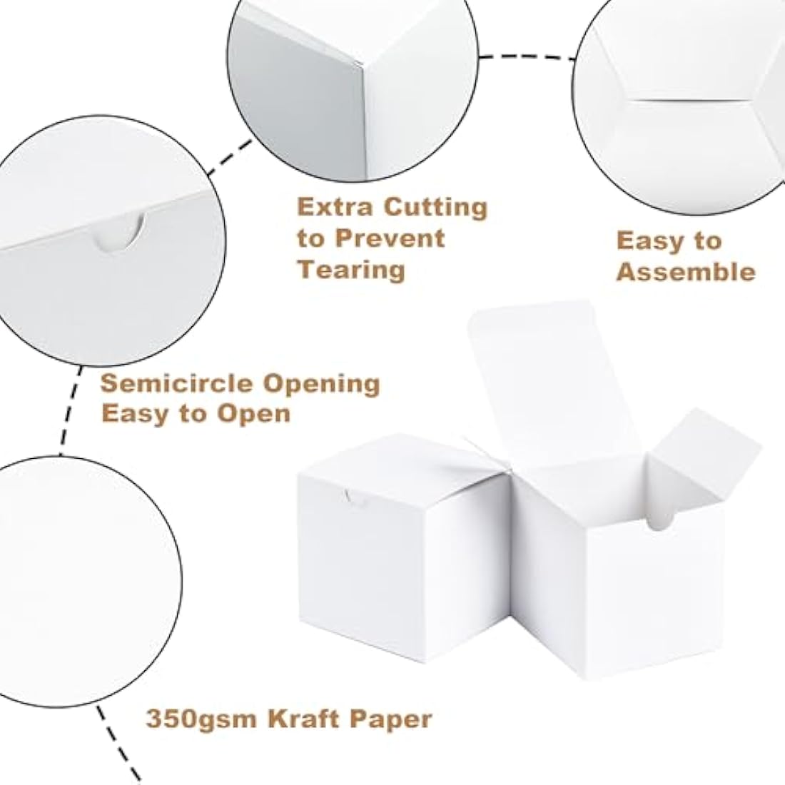 SHIPKEY 10-Pack White Cardboard Gift Boxes with Lids - 4x4x4 Inch Square