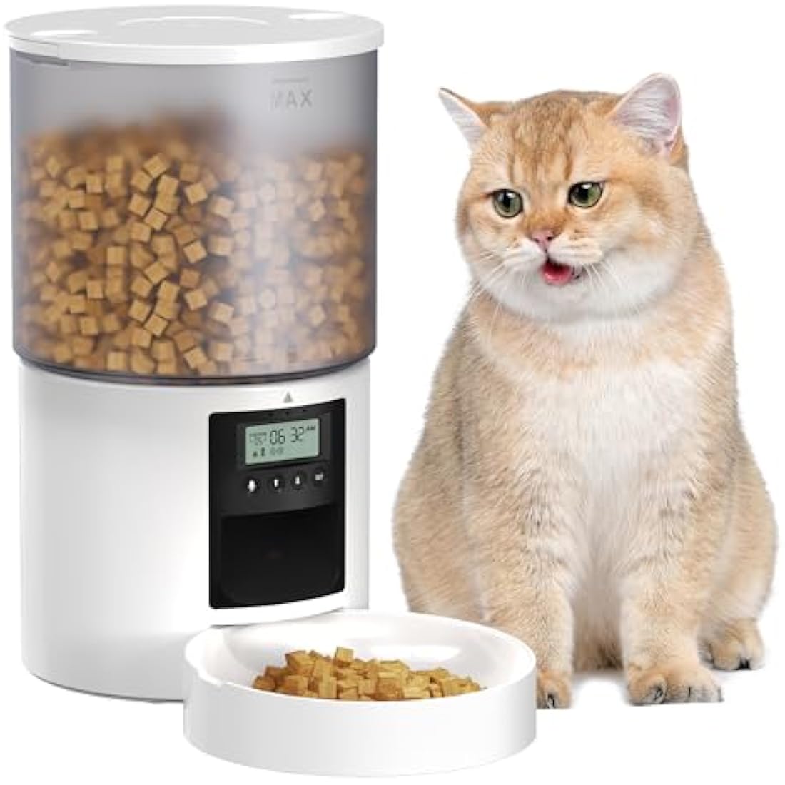 Jolof Store Automatic Cat Feeder – 4L Timed Pet Food Dispenser, White