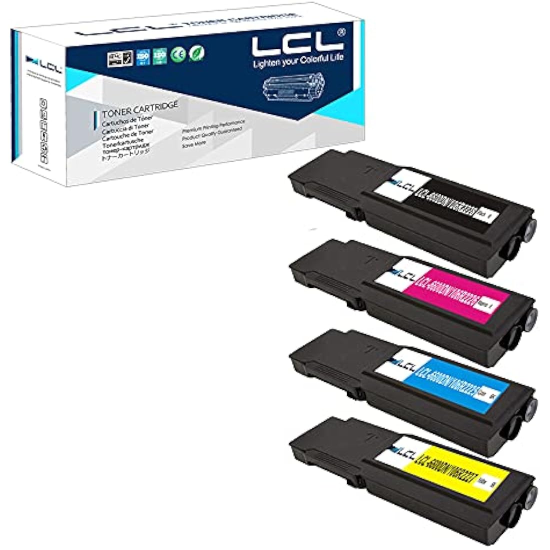 LCL High Yield Toner Cartridge 4-Pack for Xerox Phaser 6600 WorkCentre 6605
