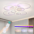 ZAITINZ Modern LED Ceiling Light – 8-Ring 80W Dimmable Acrylic Chandelier