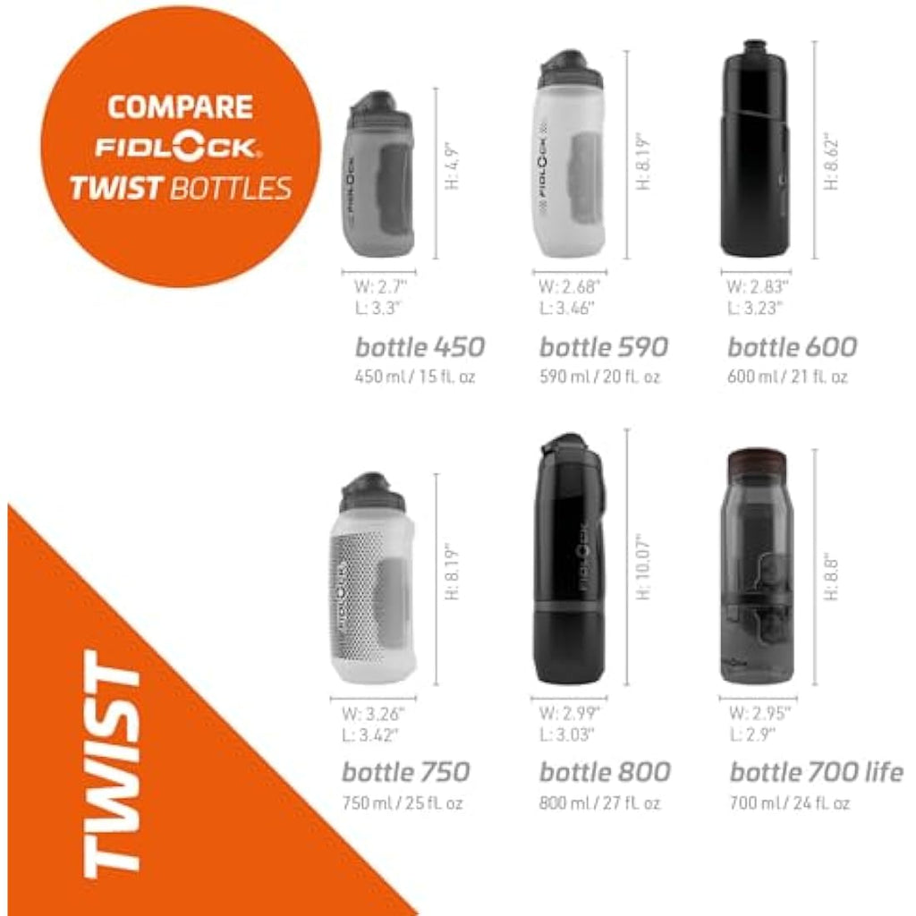 Fidlock Twist 800 Magnetic Bike Water Bottle | BPA-Free – Black