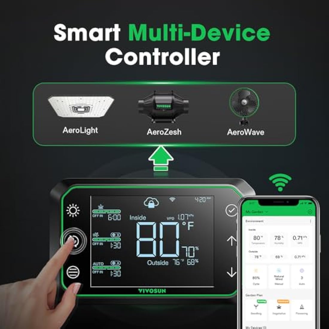 VIVOSUN 100mm Inline Duct Fan with GrowHub E42A WLAN Controller