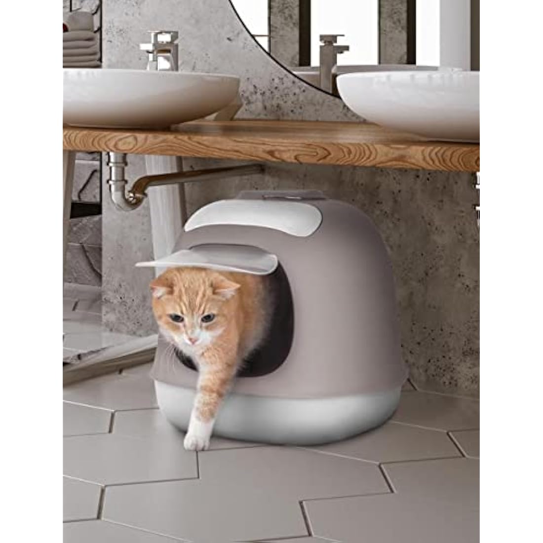 United Pets Minù Katzentoilette – Design Katzenklo mit Schaufel & Filter