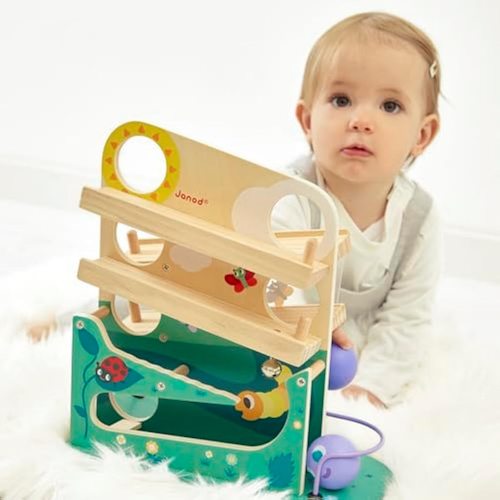 Janod Wooden Caterpillar Ball Track – Toddler Sensory & Motor Toy