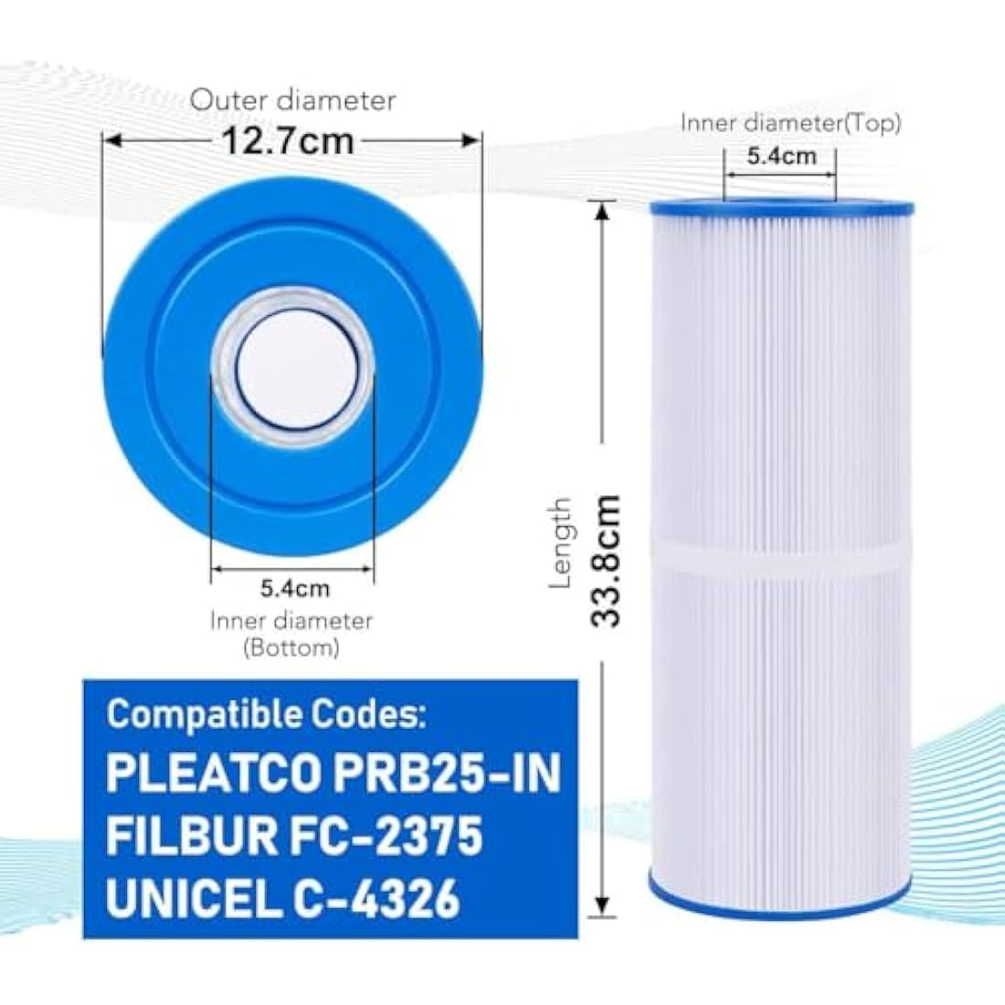 POOLPURE Spa Filter Replacement for Unicel C-4326, Pleatco PRB251N