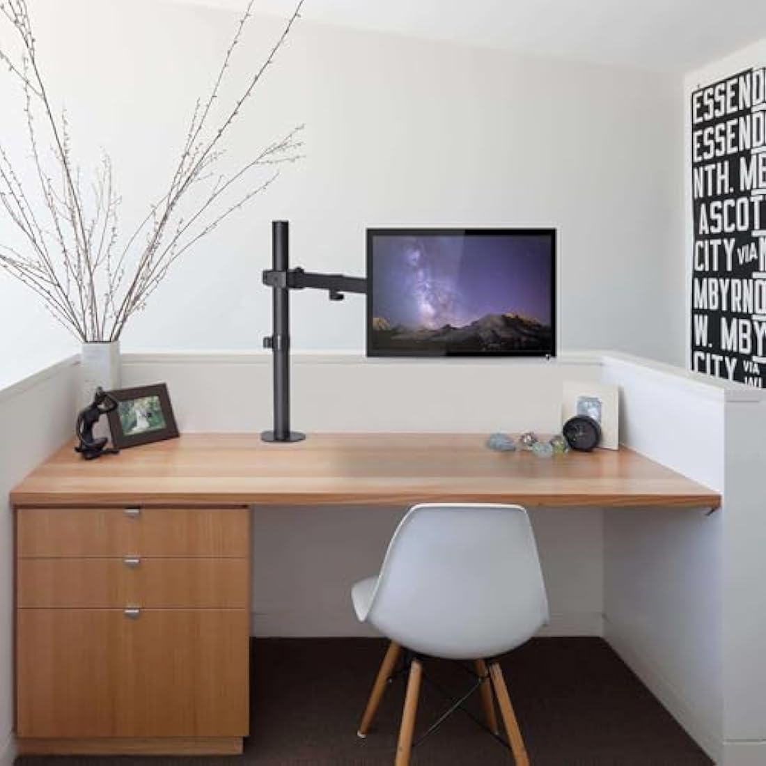 ProperAV Desk Monitor Mount – Adjustable Swing Arm for 17-34" Screens