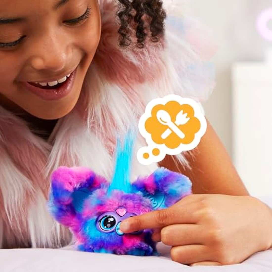 Hasbro Furby Furblets Pix-Elle Gamer Plush Keychain - Blue Mini Toy