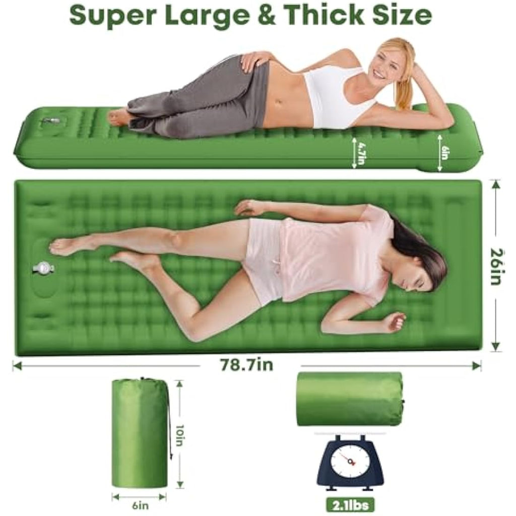 MAMBAKOTR Camping Sleeping Pad – Extra Thick Inflatable Mattress with Pump