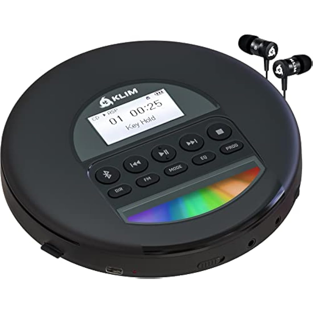 KLIM Nomad Portable CD Player | Bluetooth Rechargeable Discman – Black