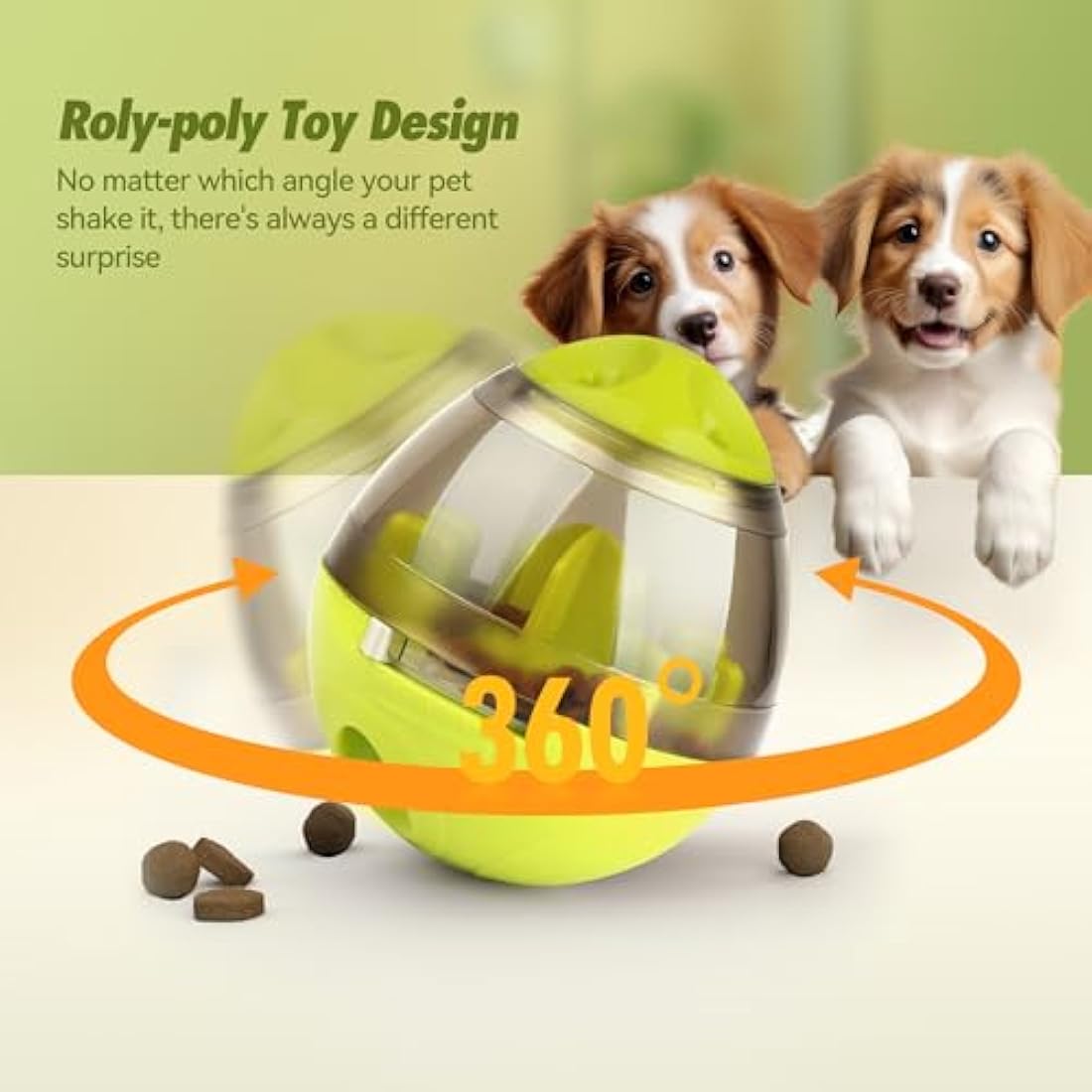 Zellar Interactive Dog Treat Dispenser Ball – Slow Feeder Toy (Green)