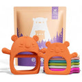 Infatot Silicone Teething Mitten 2-Pack – BPA-Free Baby Teether, Orange