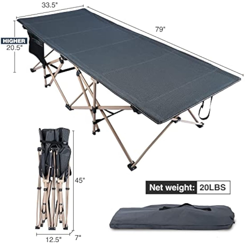REDCAMP XXL Heavy Duty Folding Camping Cot | 500lbs Portable Bed