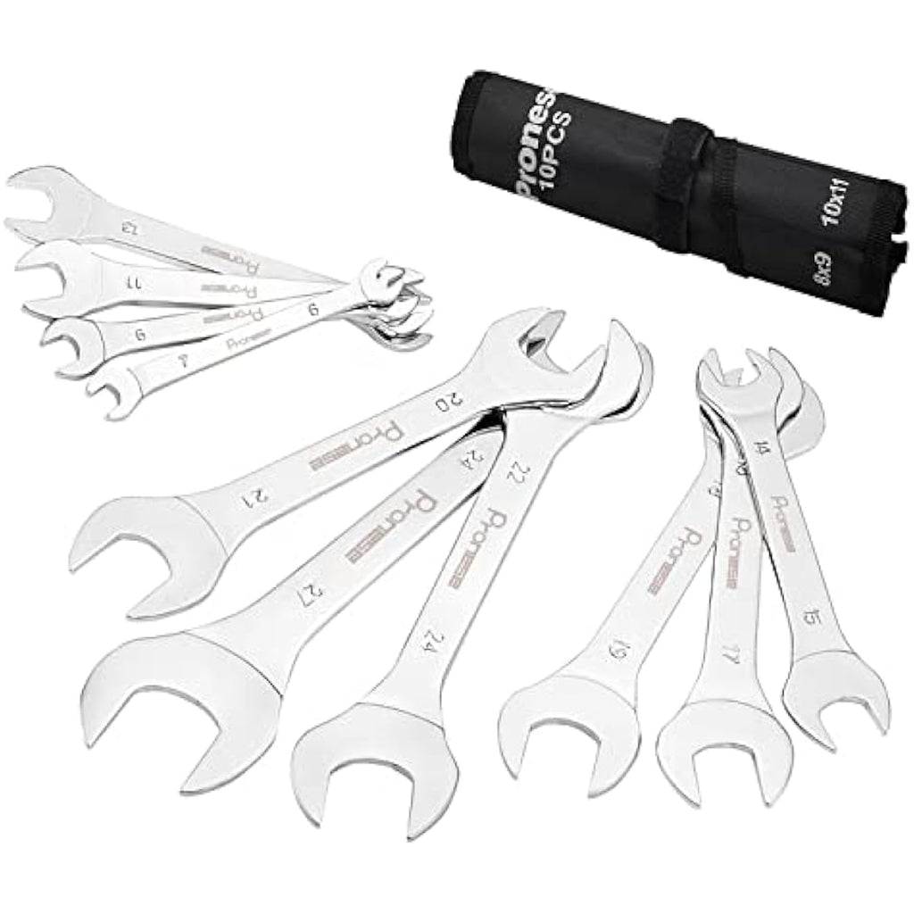 Pronese 10-Piece Super-Thin Metric Open End Wrench Set | 6mm–27mm