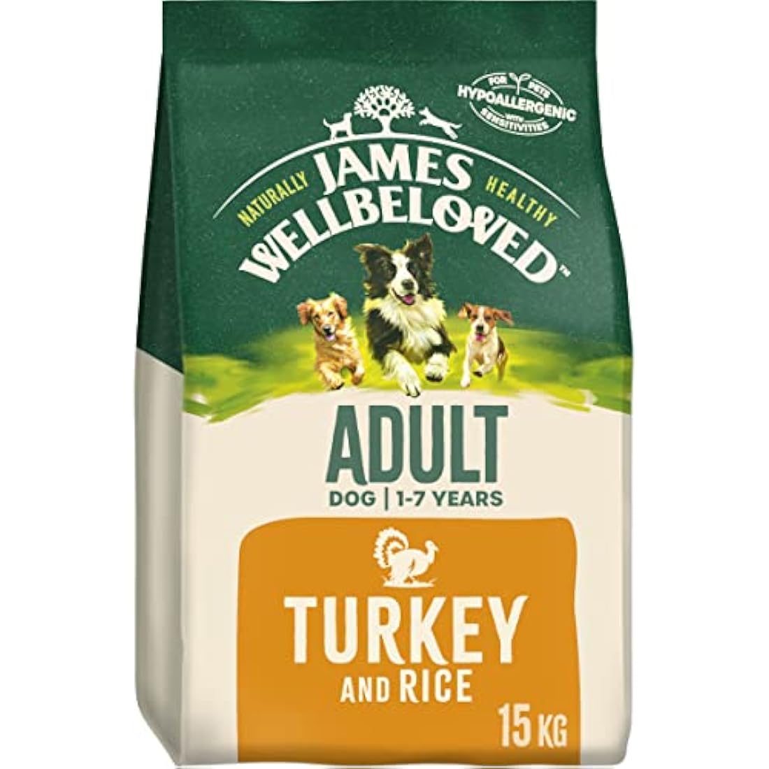 James Wellbeloved Hypoallergenic Adult Dry Dog Food - Turkey & Rice - 15kg